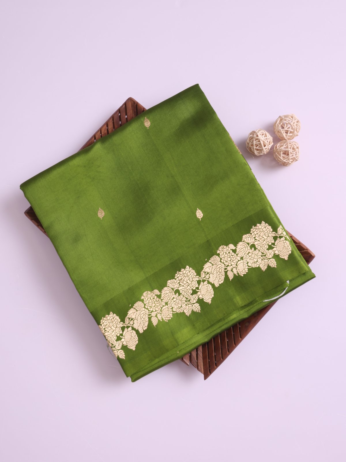 Parrot Green Mashru Silk Saree