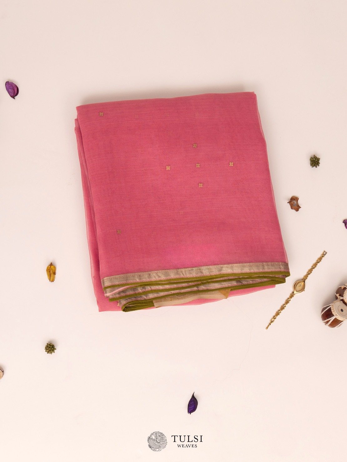 Light Pink Organza Silk Saree With Kalamkari Blouse