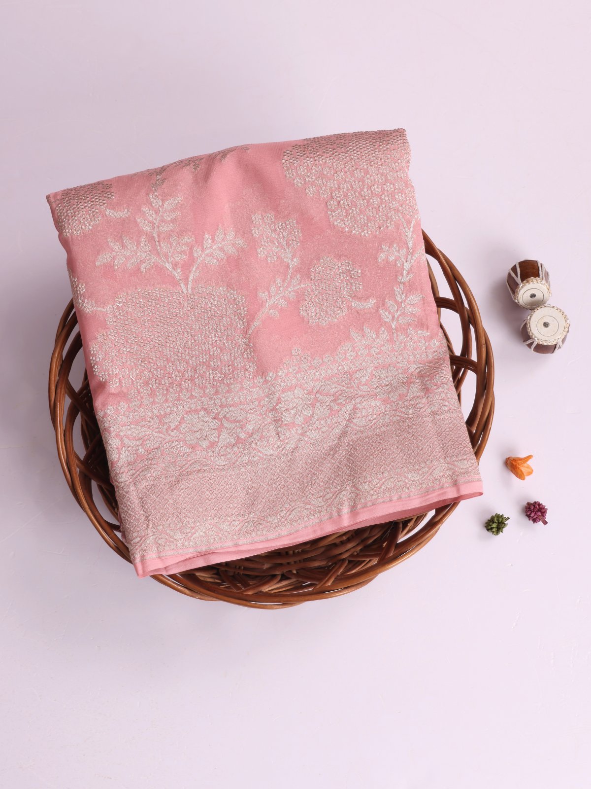 Dusty Pink Banaras Georgette Silk Saree