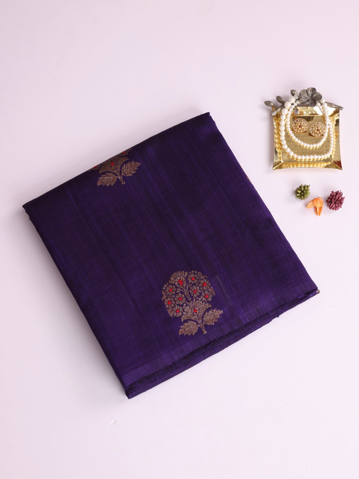 Dark Violet Banaras Tussar Silk Saree
