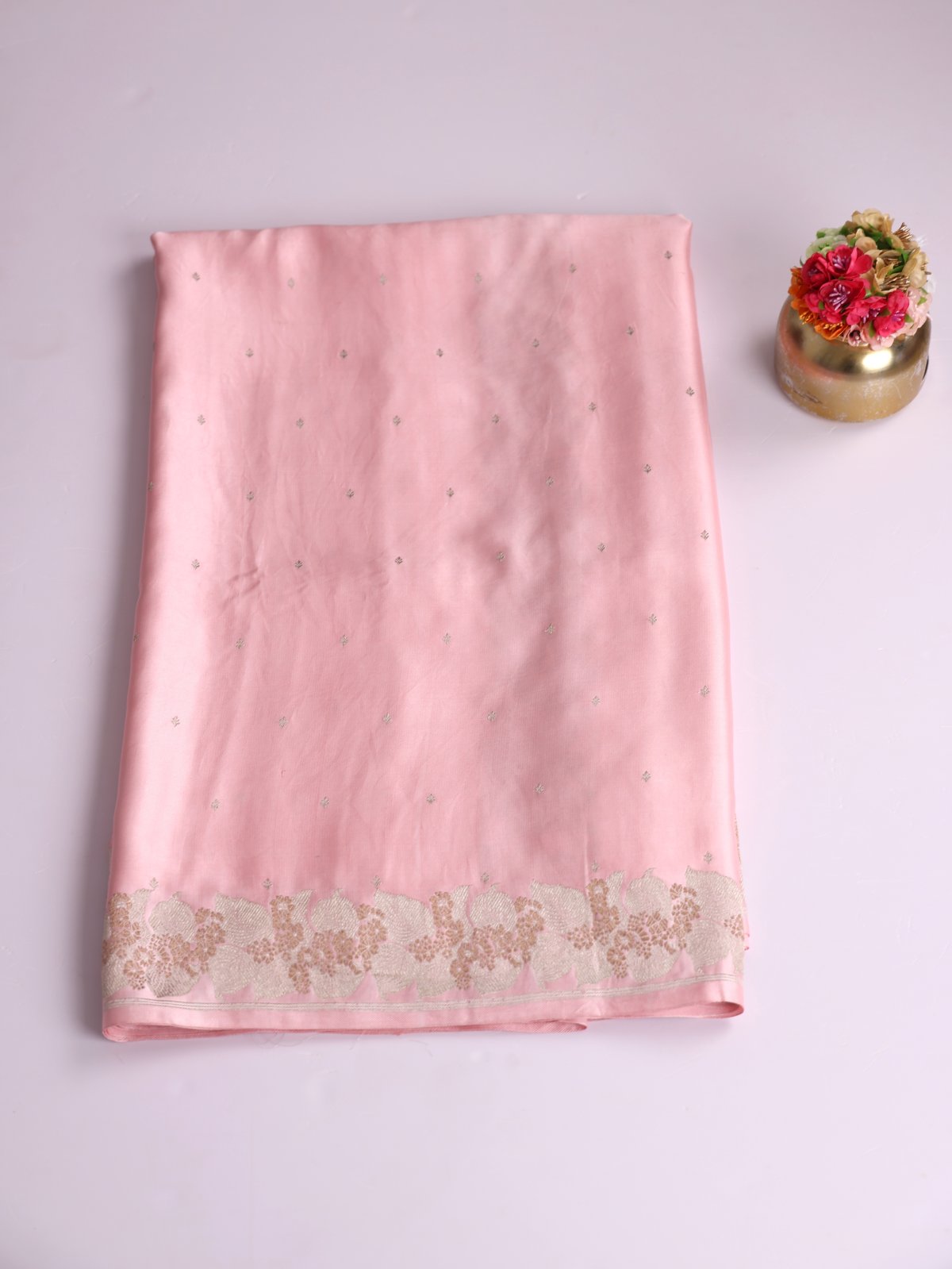 Baby Pink Mashru Silk Saree