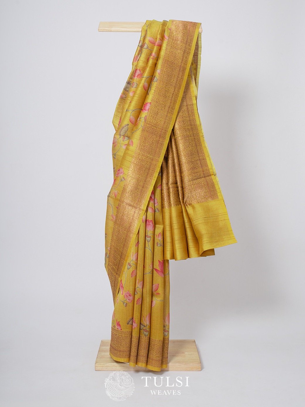 Mustard Banarasi Tussar Silk Saree