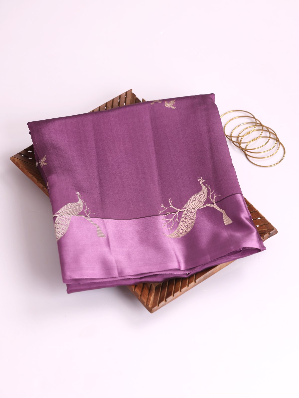 Light Purple Mashru Silk Saree With Satin Border
