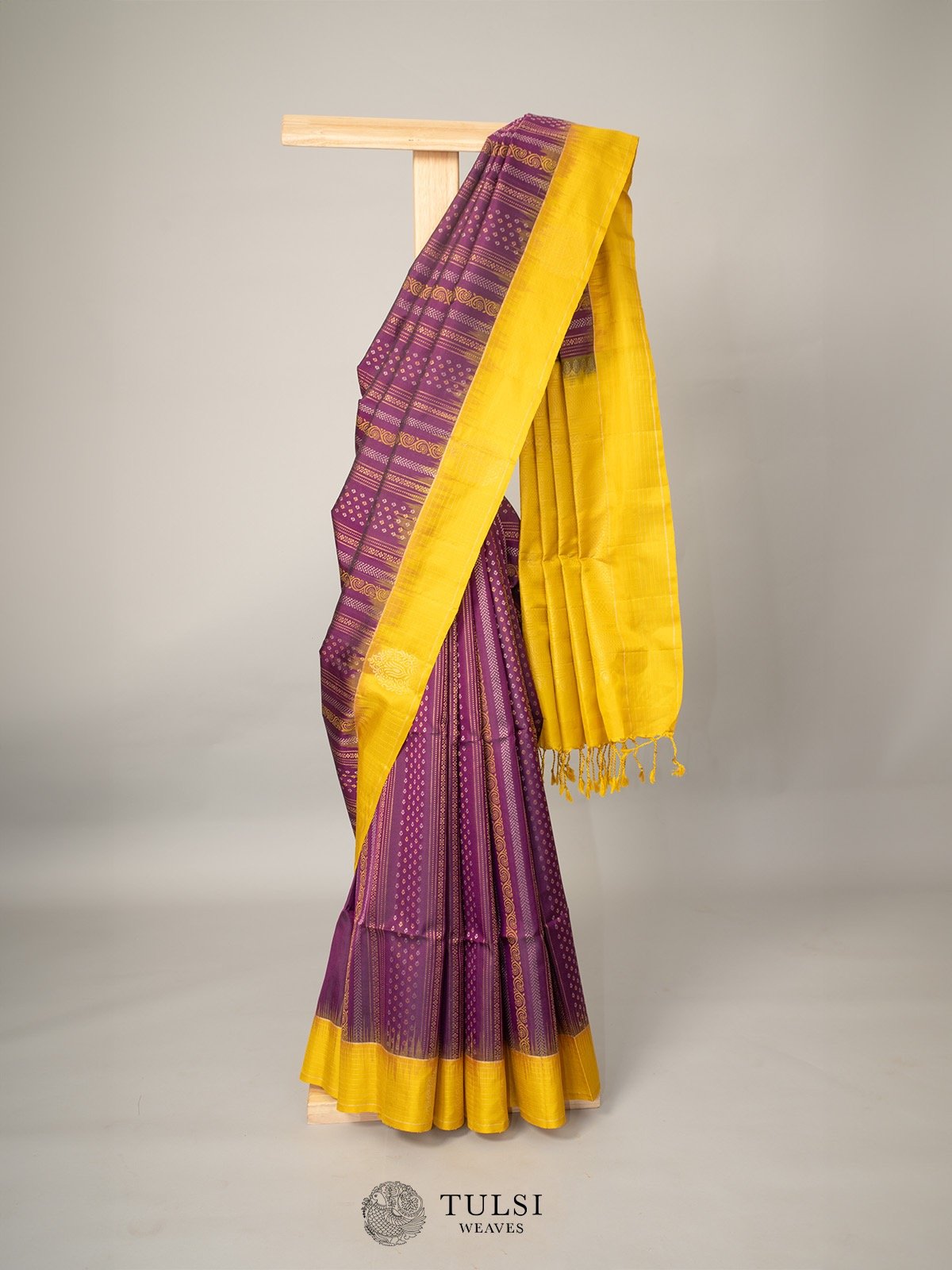 Purple with Yellow Soft Silk Saree