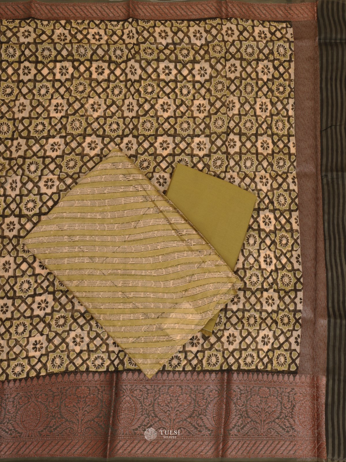 Light Green Tussar Salwar Material