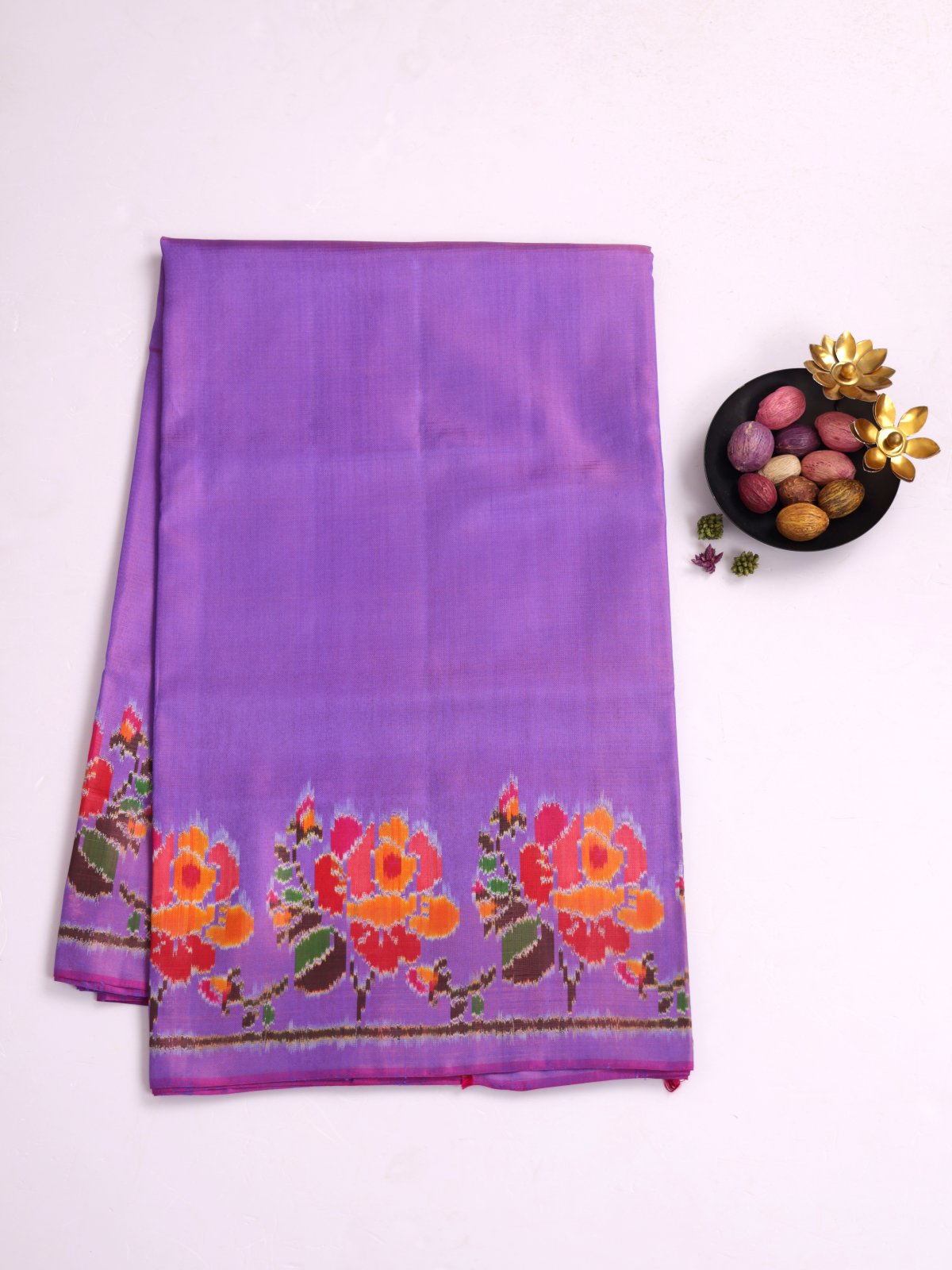 Pinkish Lavender Patola Silk Saree