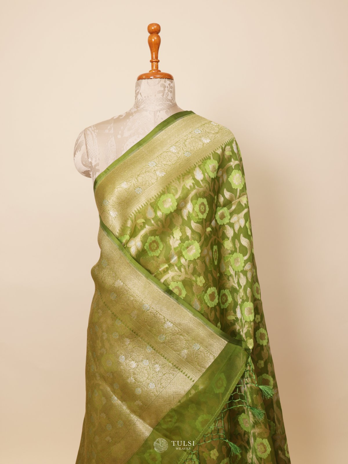 Green Kora Silk Saree