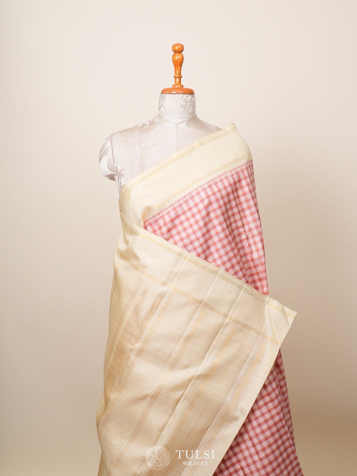 Multi Color Checked Kanjeevaram Silk Saree