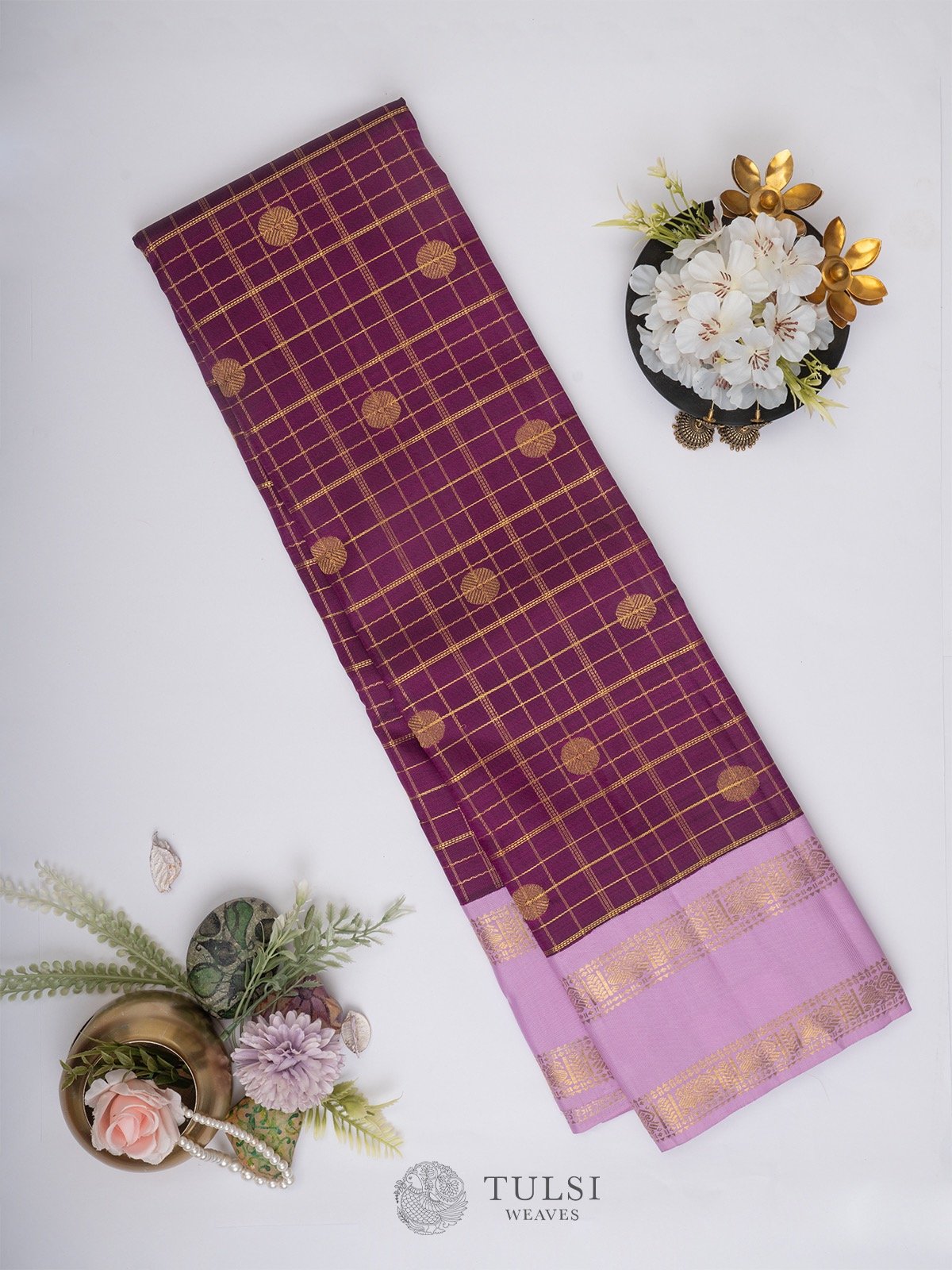 Purple Kanjeevaram Silk Saree with Lilac Border