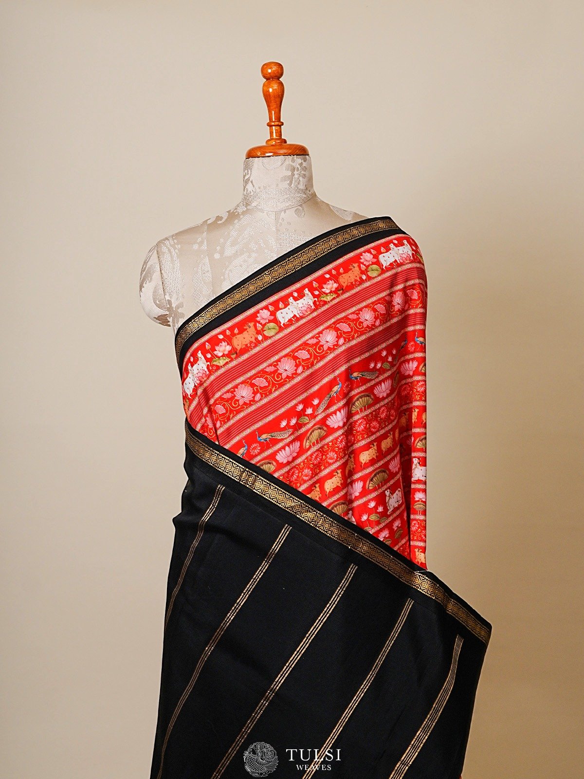 Red Printed Kanjeevaram Silk Saree