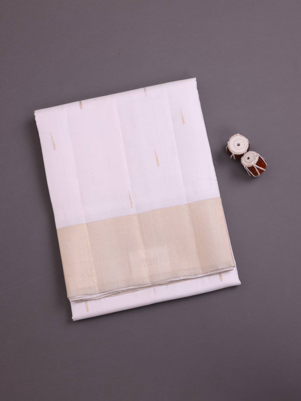 White Silk Dhoti and Vastram with Zari Border