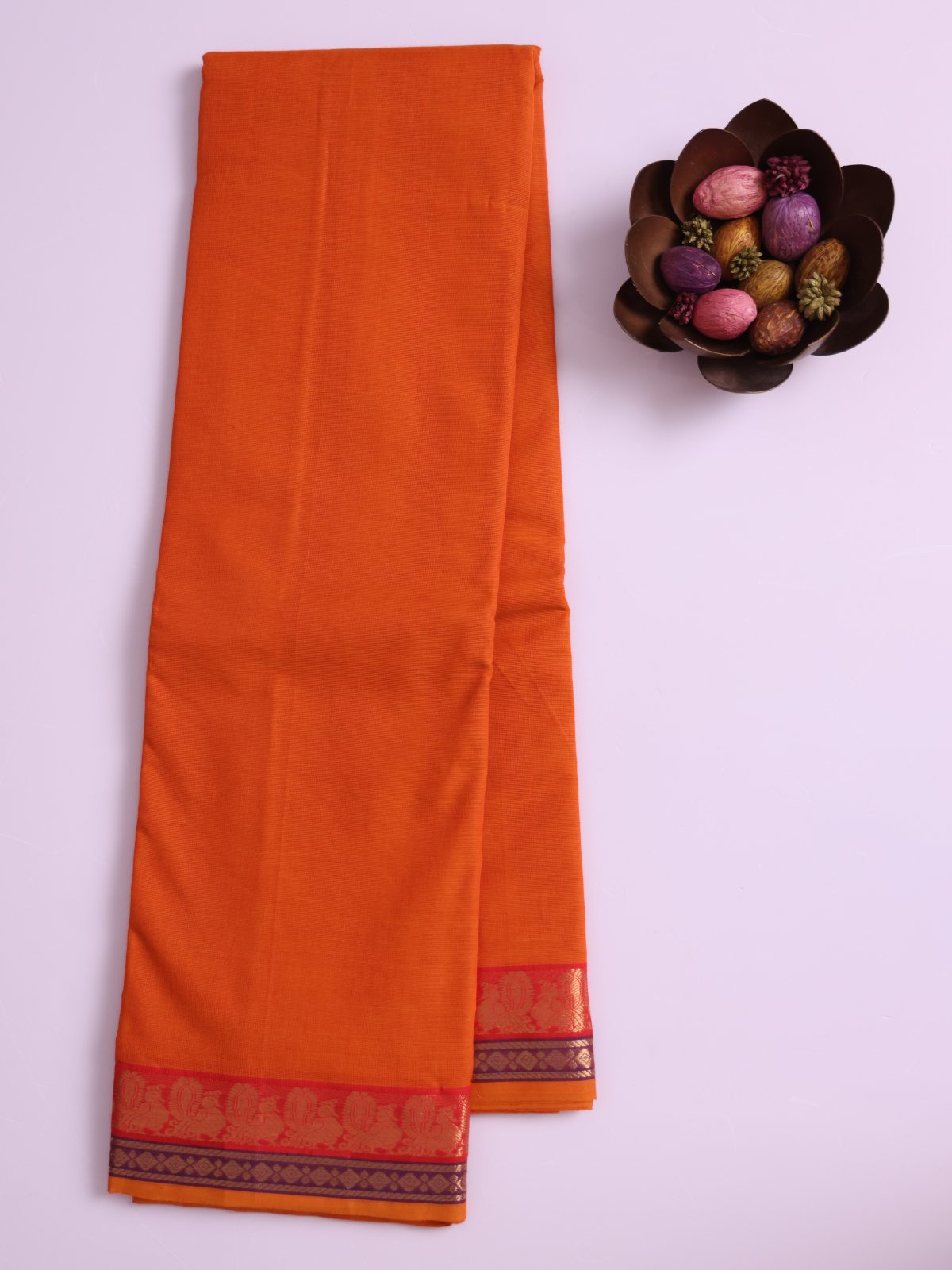 Orange Kanchi Cotton Saree