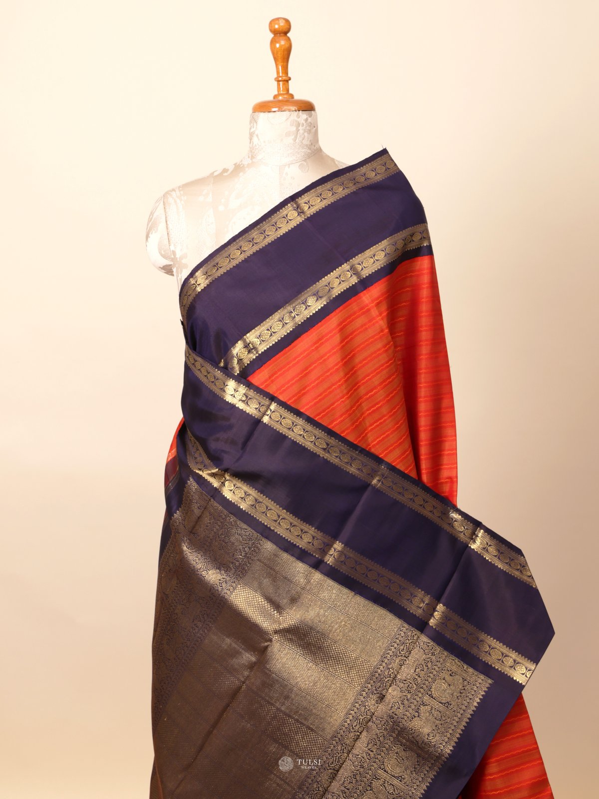 Orange Kanjeevaram Silk Saree