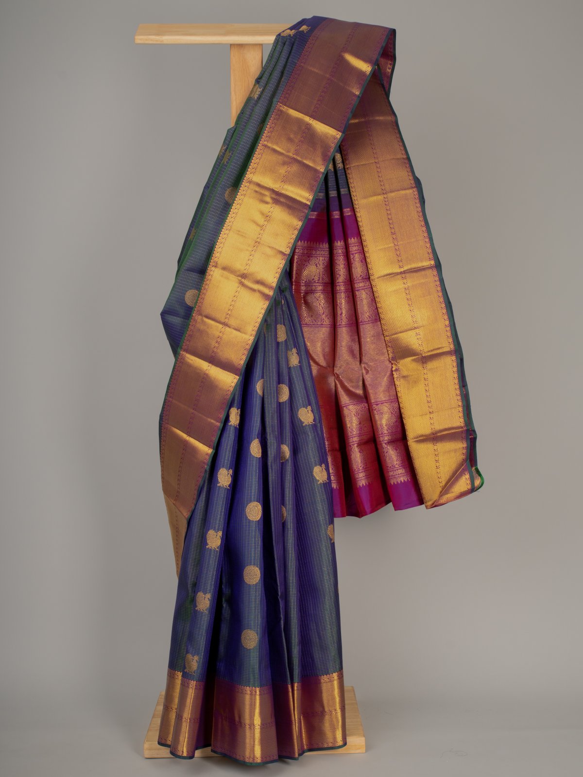 Peacock Blue Kanjeevaram Silk Saree	