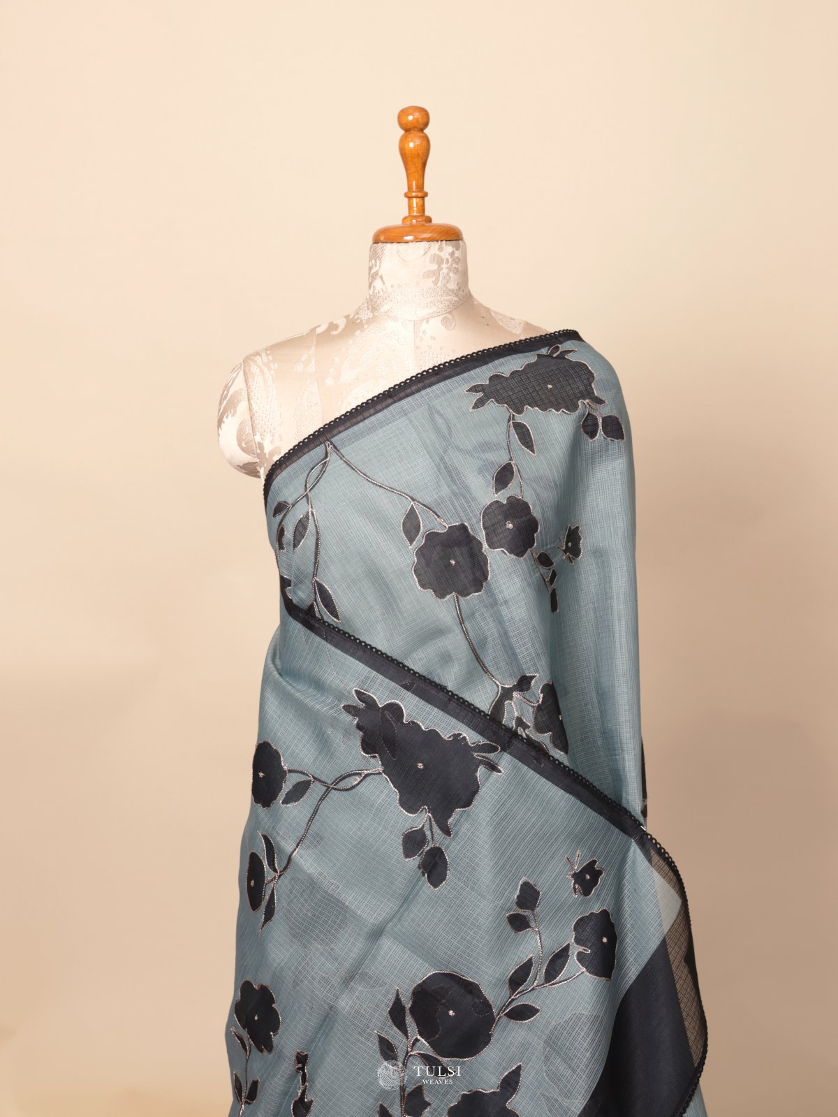 Greyish Blue Semi Kota Saree