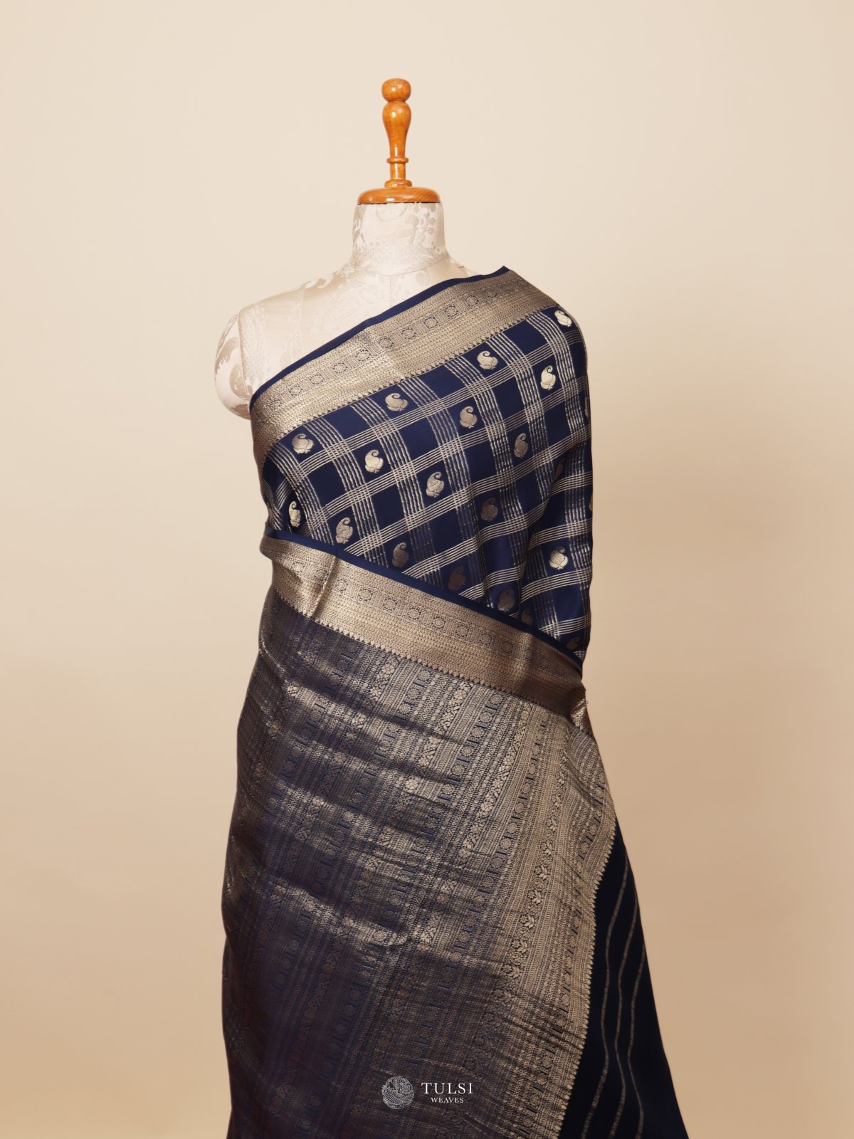 Navy Blue Mysore Silk Saree