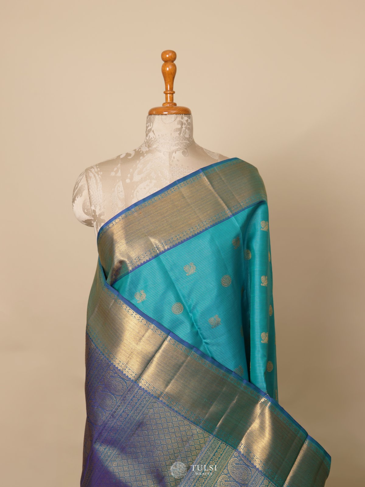 Peacock Blue Kanjeevaram Silk Saree
