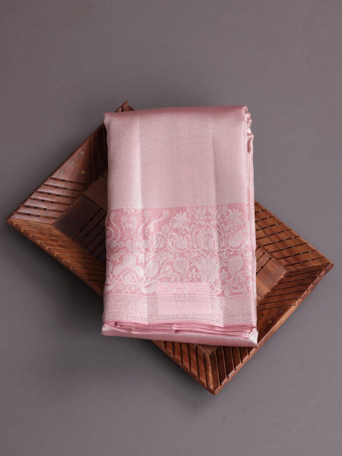 Dusty Pink Organza Kanjeevaram Silk Saree