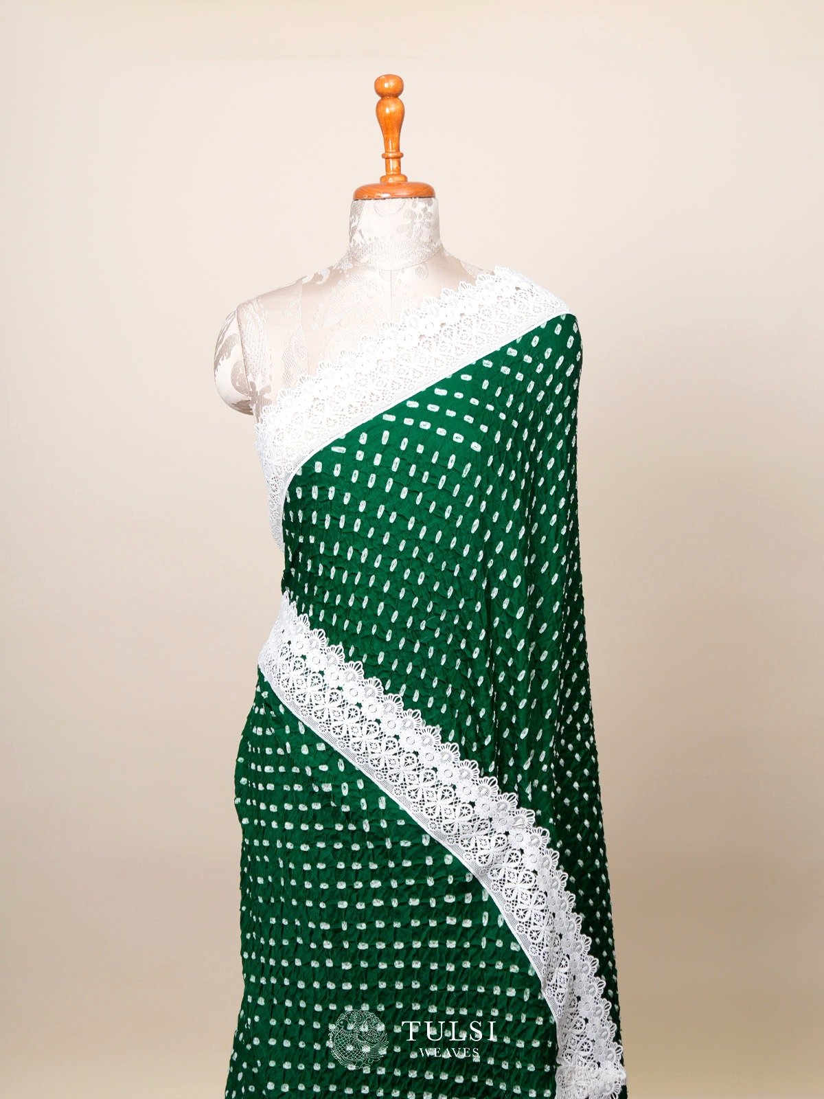 Green Bandhini Silk Saree