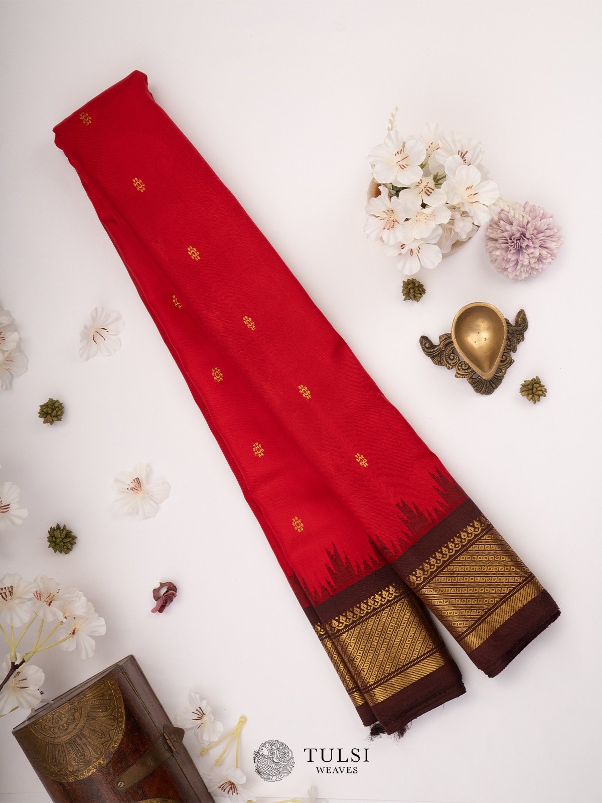 Red Gadwal Silk Saree