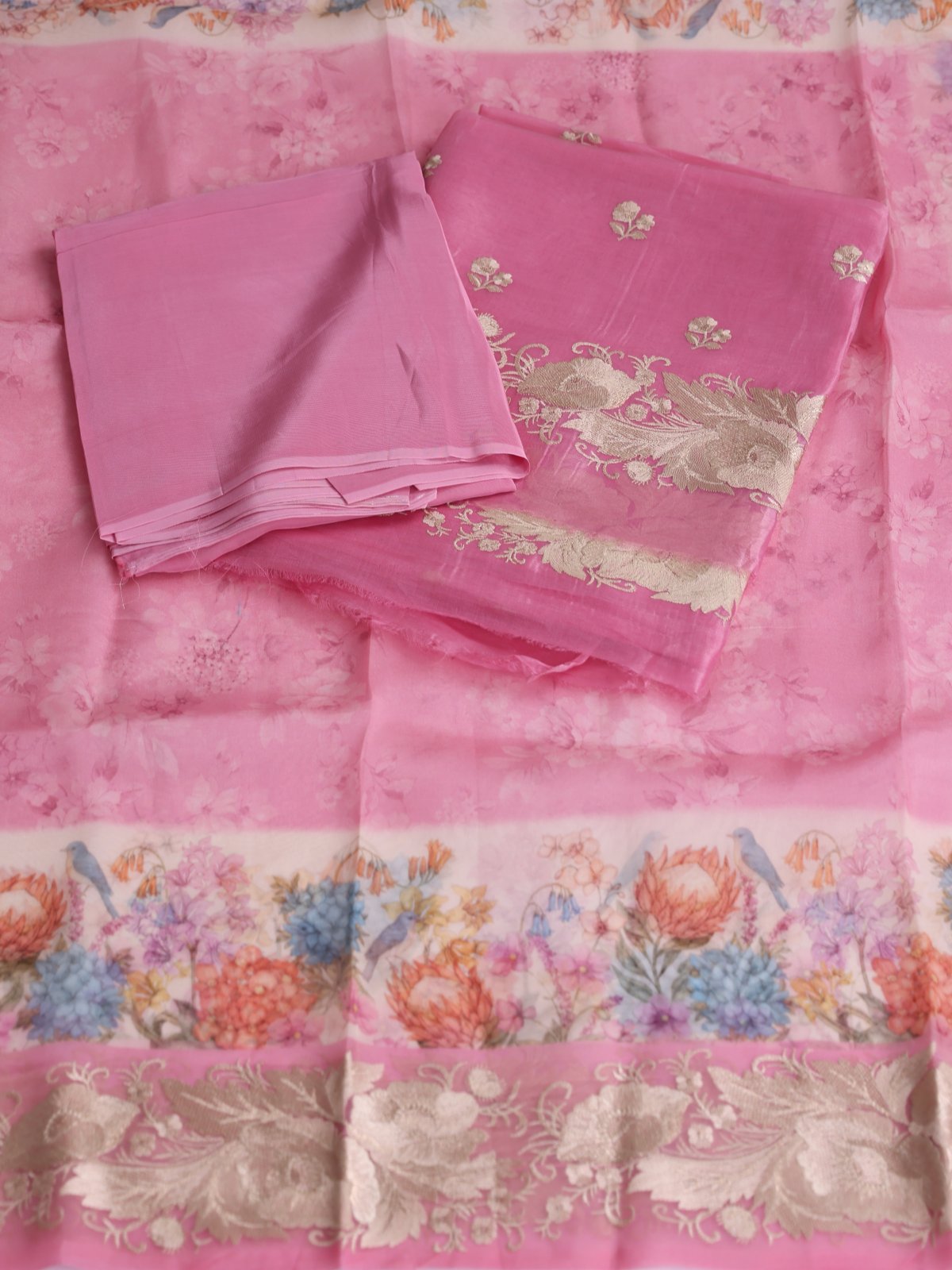 Pink Organza Salwar Material
