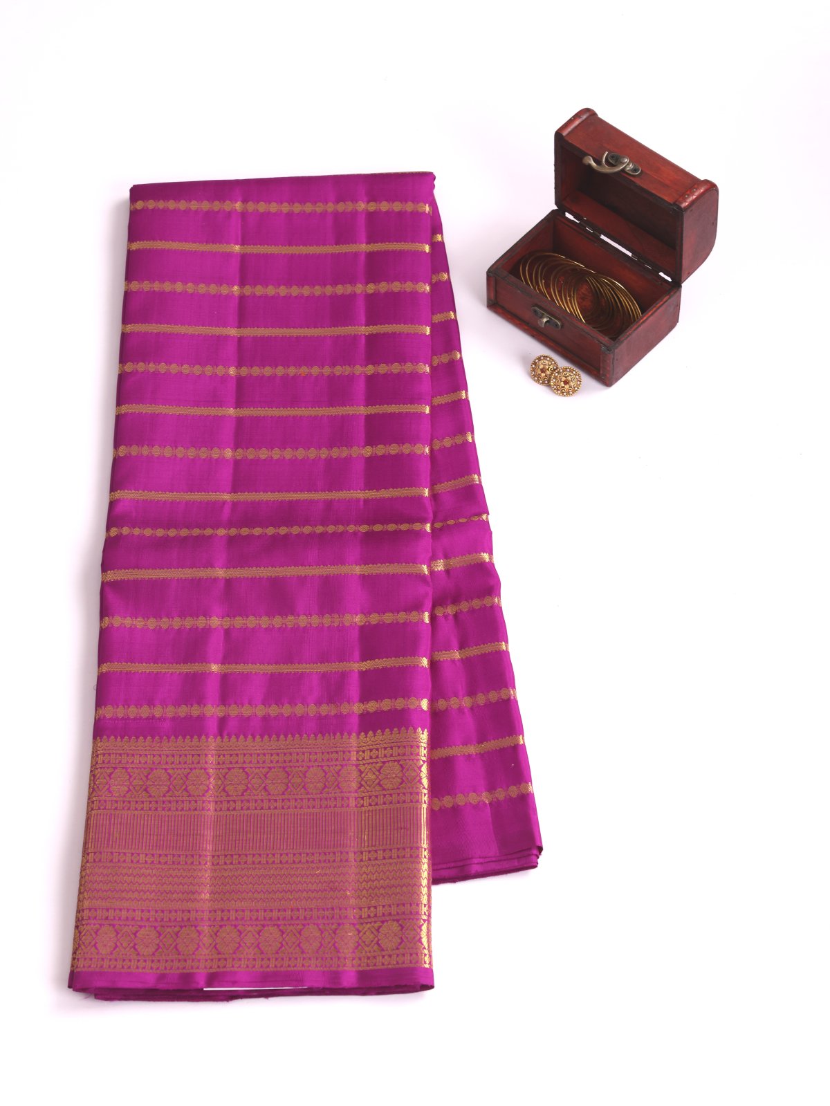 Purple Kanjeevaram Silk Pavadai With Zari Border