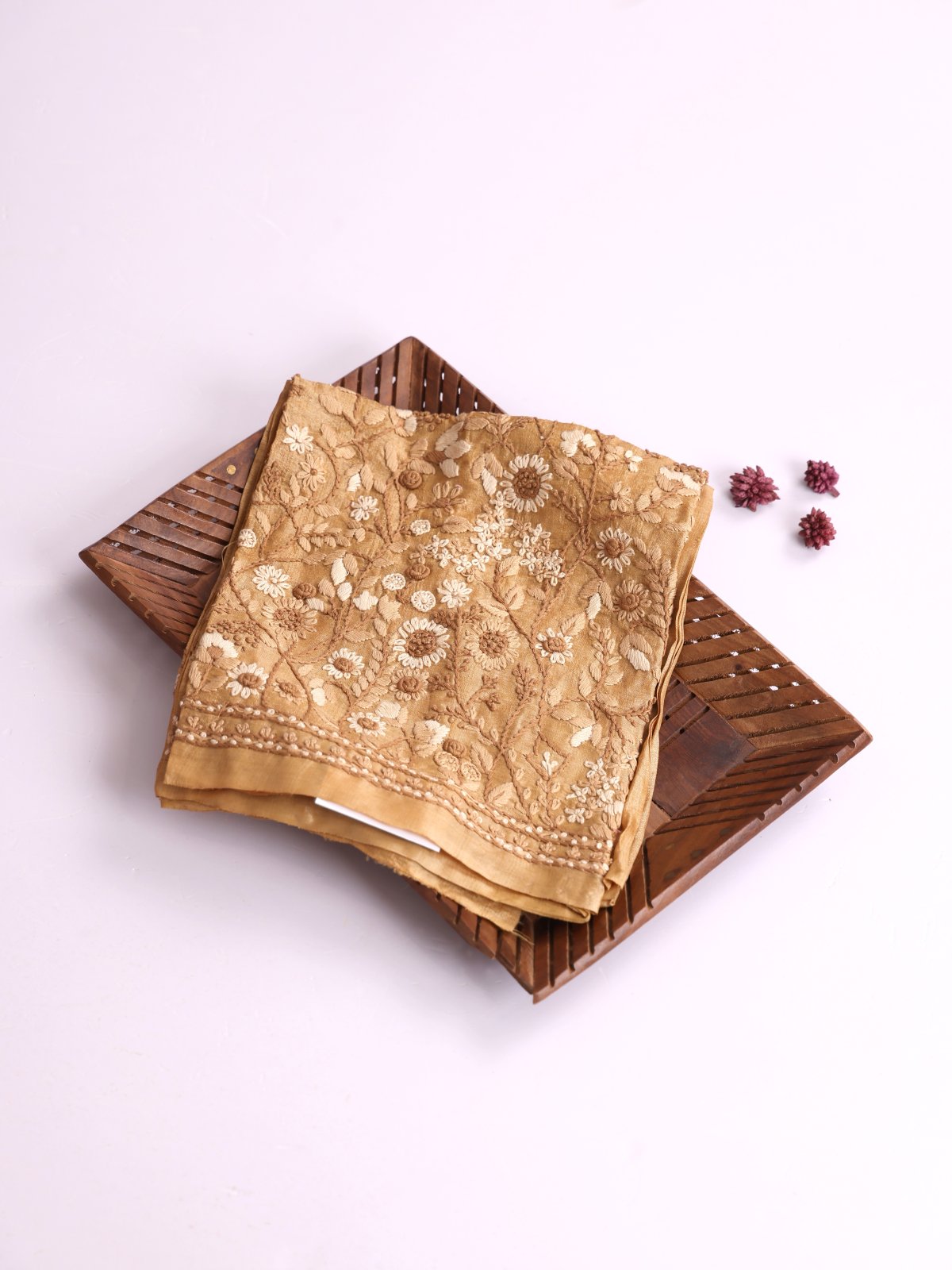 Beige Embroidered Tussar Silk Blouse