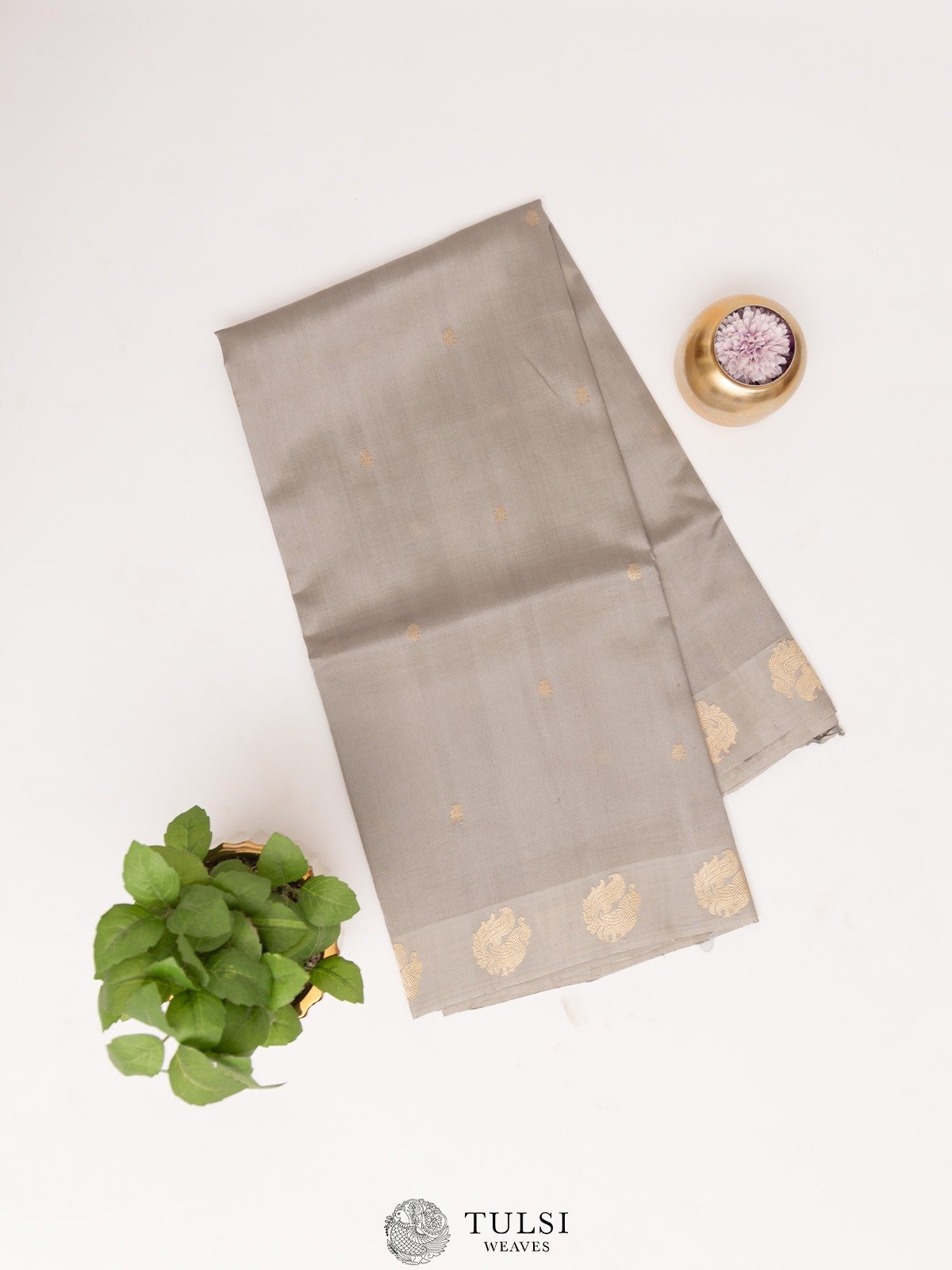 Grey Mashru Silk Saree 