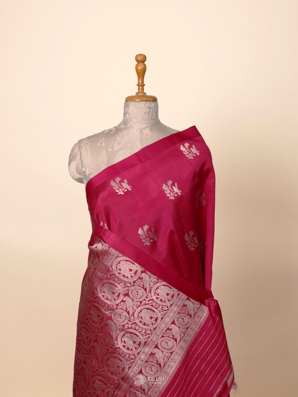Dark Pink Mashru Silk Saree