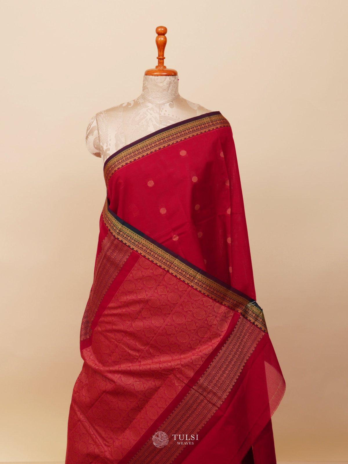 Reddish Pink Kanchi Cotton Saree