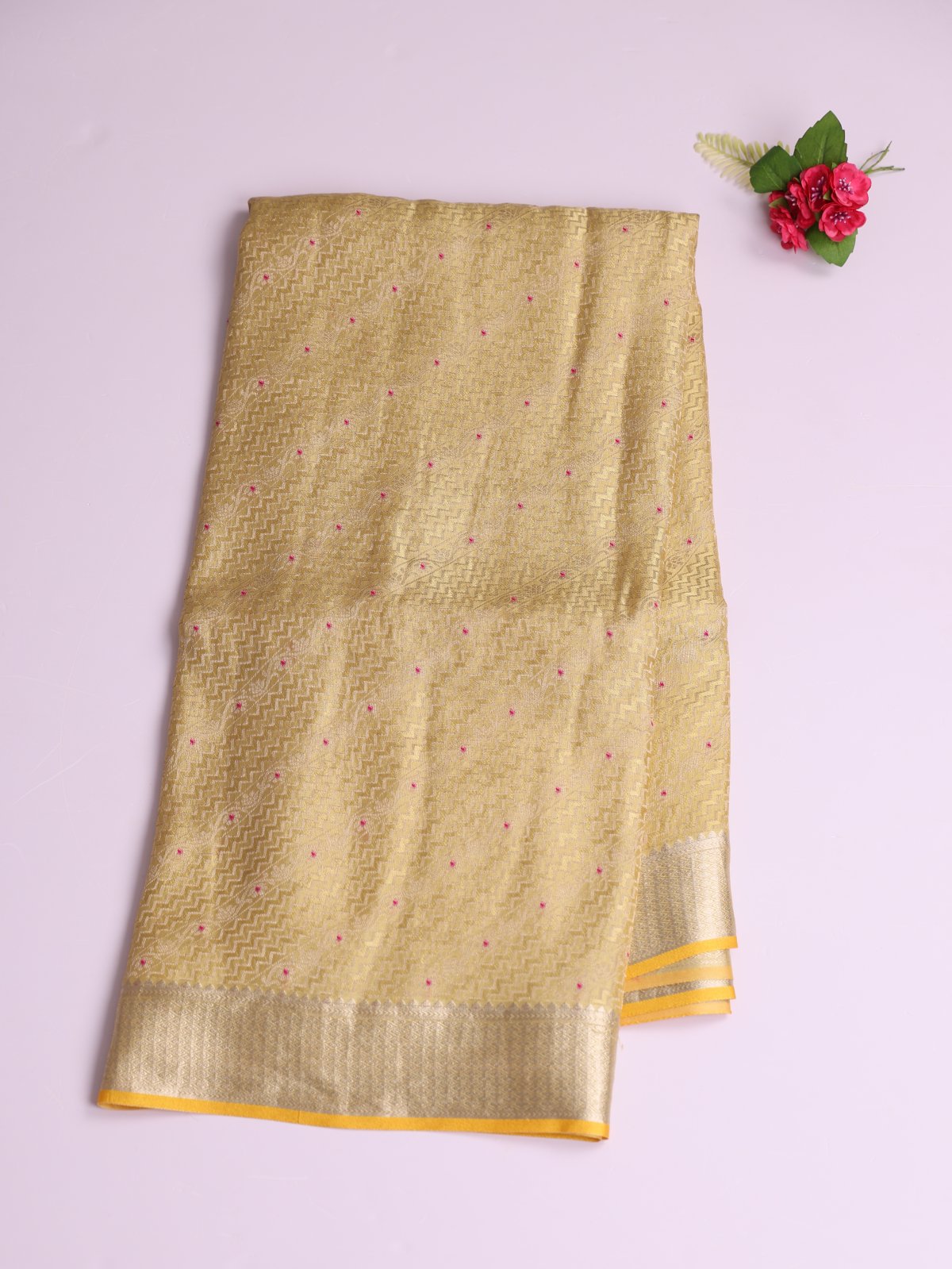 Yellow Banaras Crepe Silk Saree 