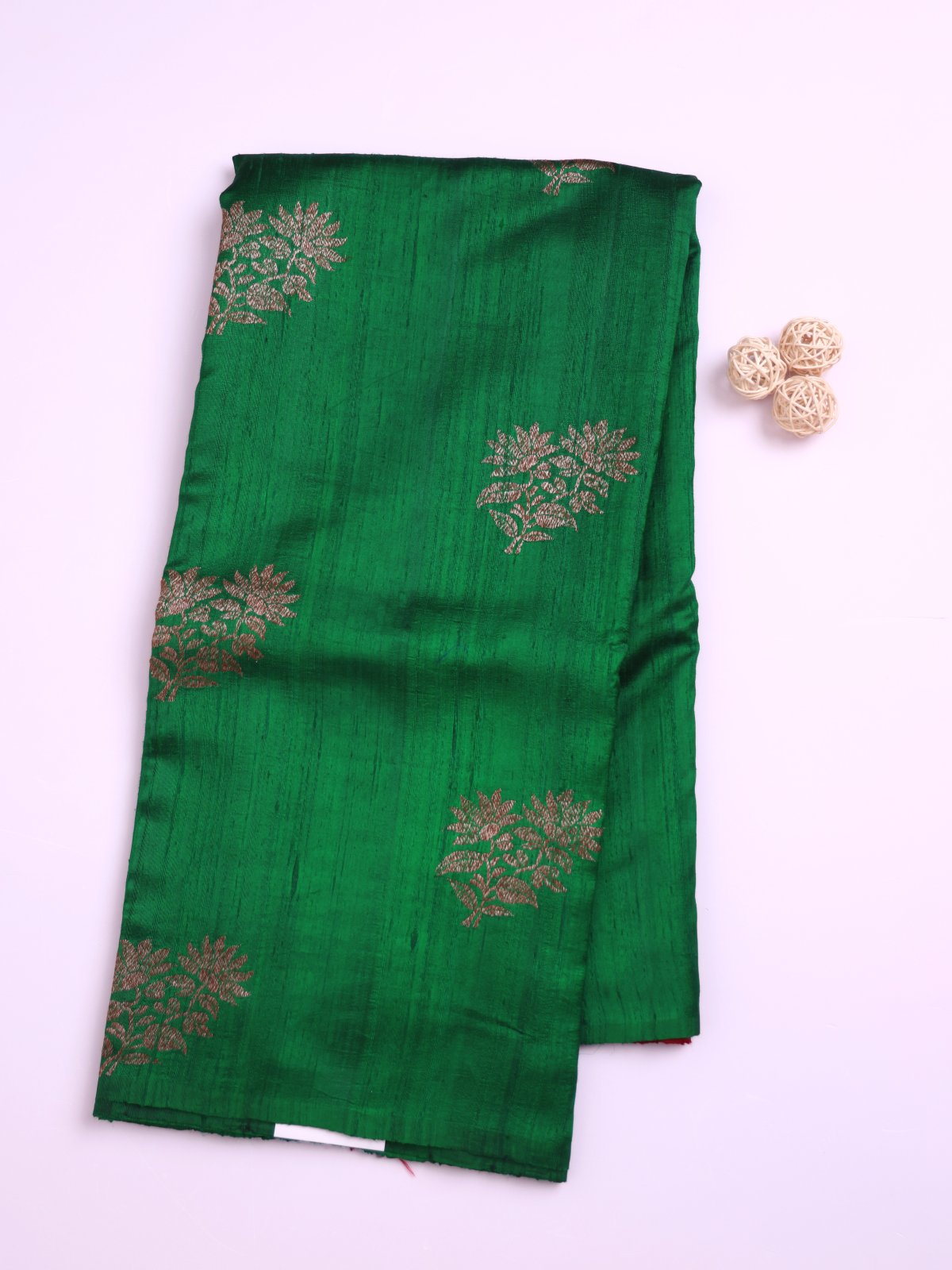 Emerald Green Banaras Tussar Silk Saree