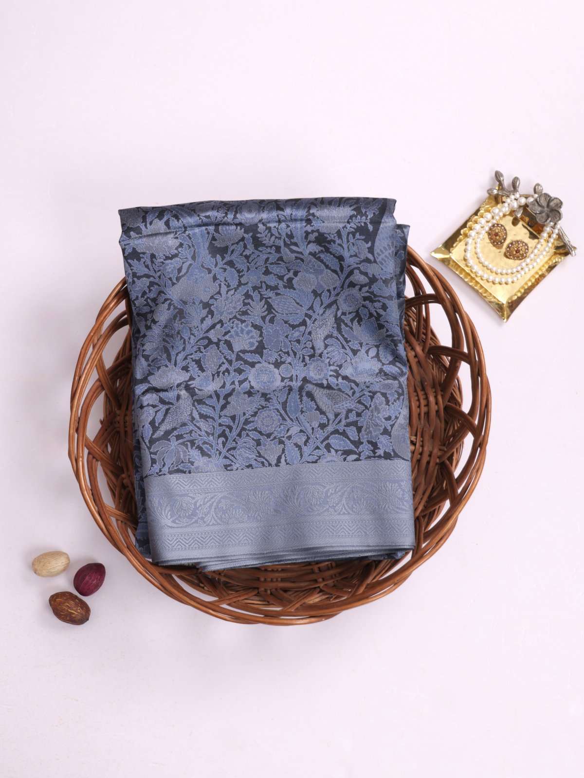 Grey Tanchoi Silk Saree