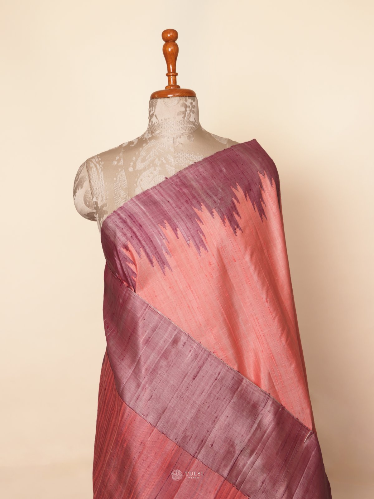 Peach Gadwal Silk Saree