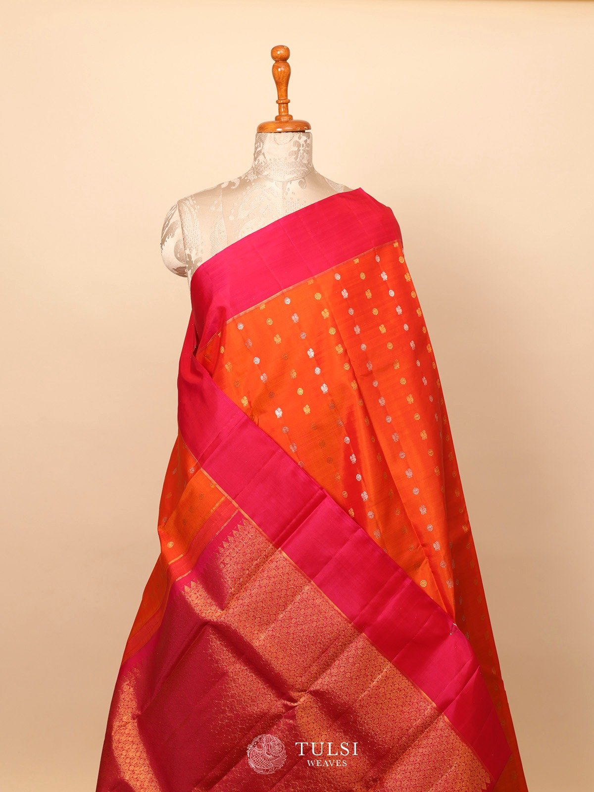 Orange Kanjeevaram Silk Saree