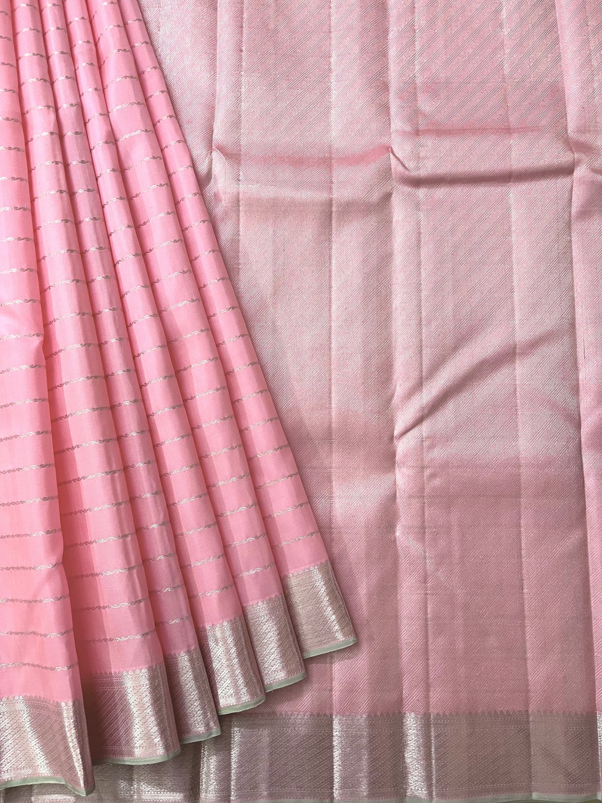 Lovely Pastel Pink Kachhi Embroidered Silk Saree