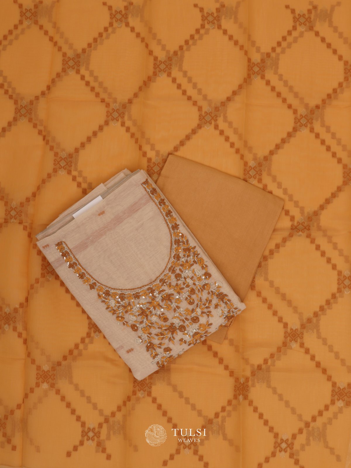 Beige Linen Salwar Material 