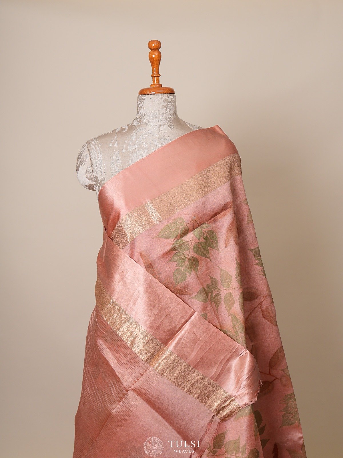 Light Peach Munga Tussar Silk Saree