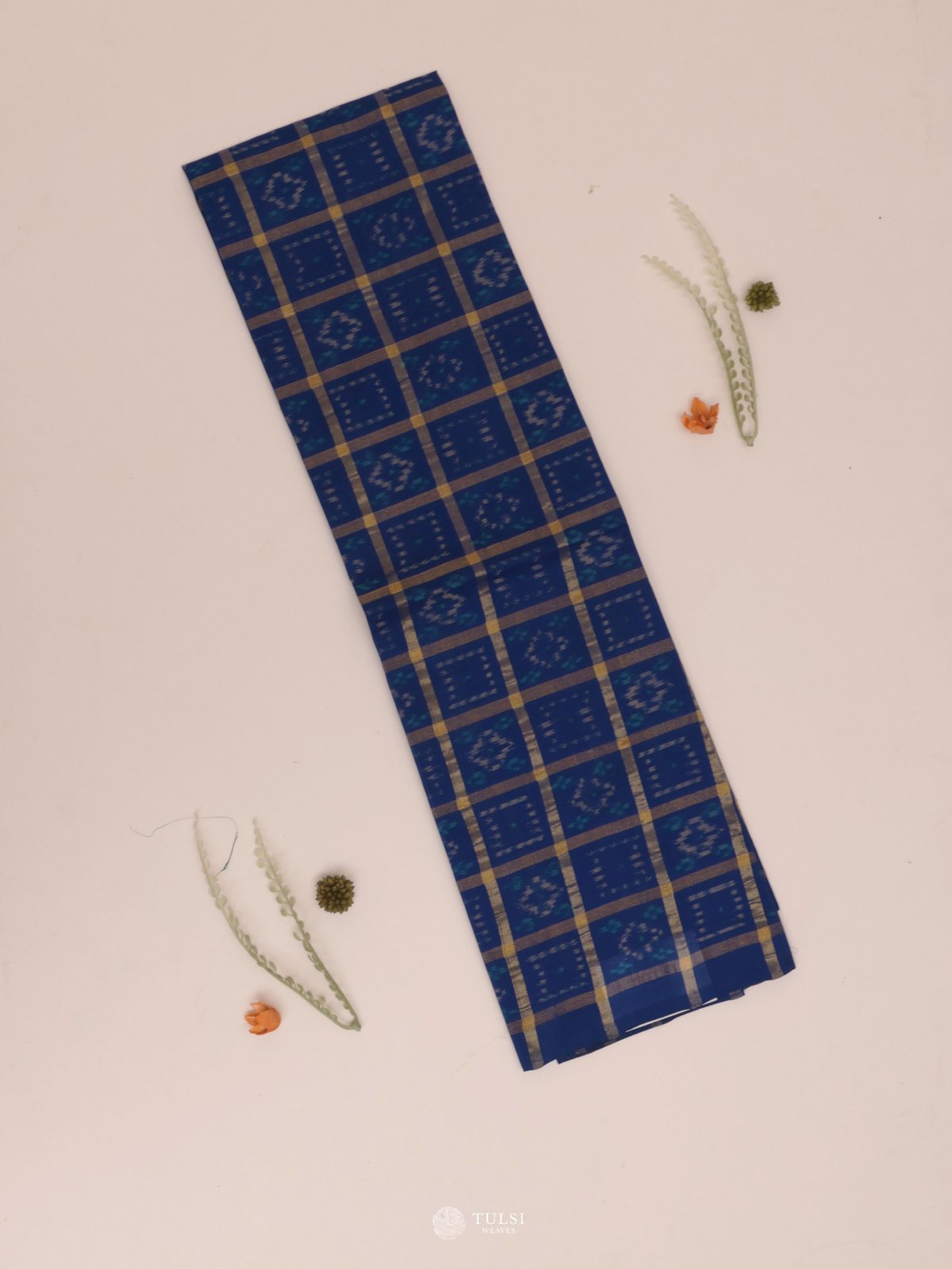  Dark Blue Ikat Silk Blouse