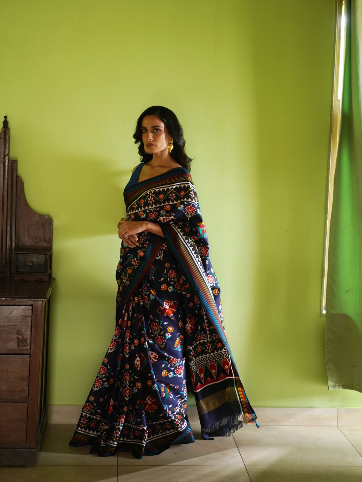 Navy Blue Patan Patola Silk Saree