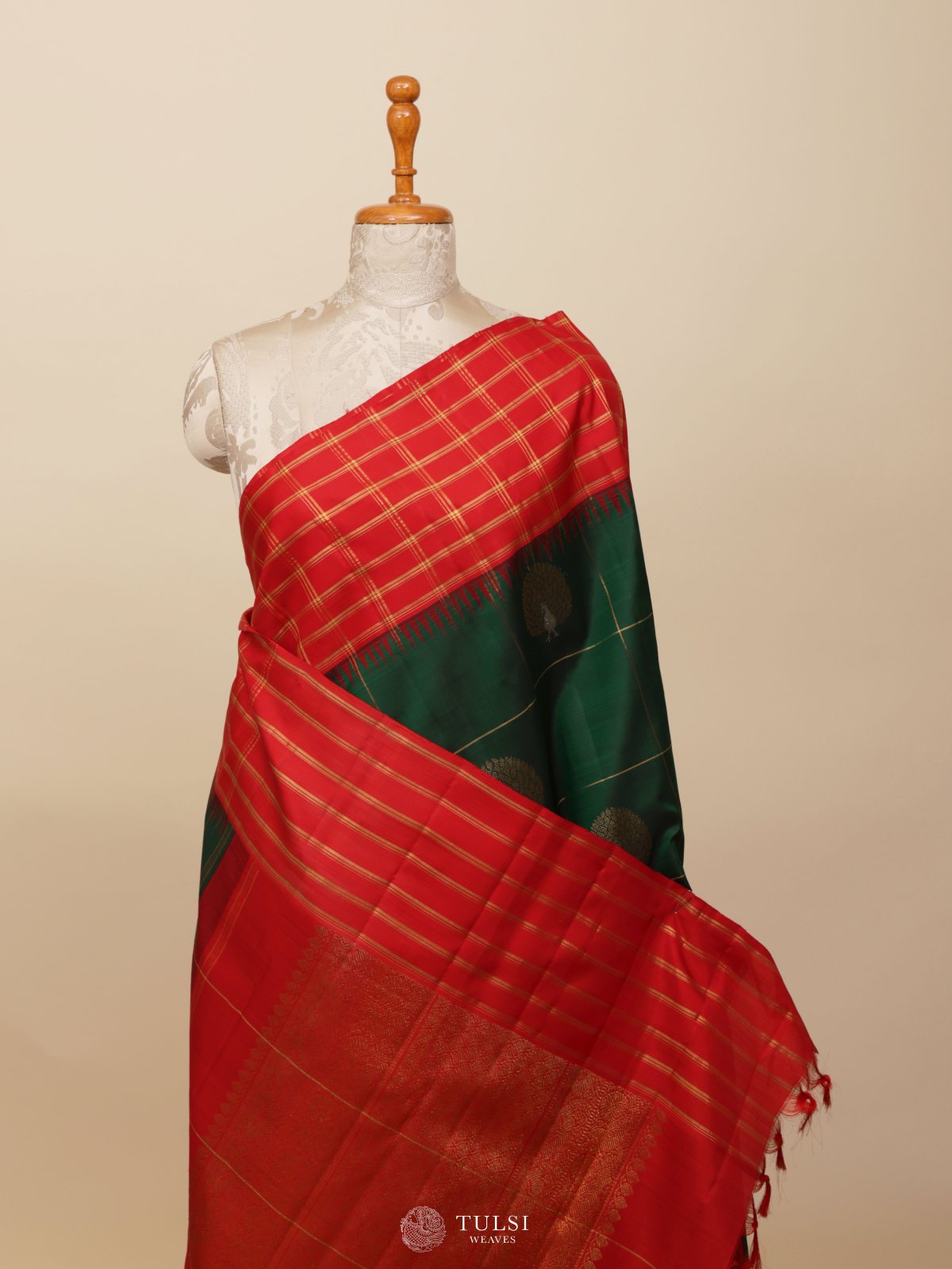 Dark Green Kanjeevaram Silk Saree