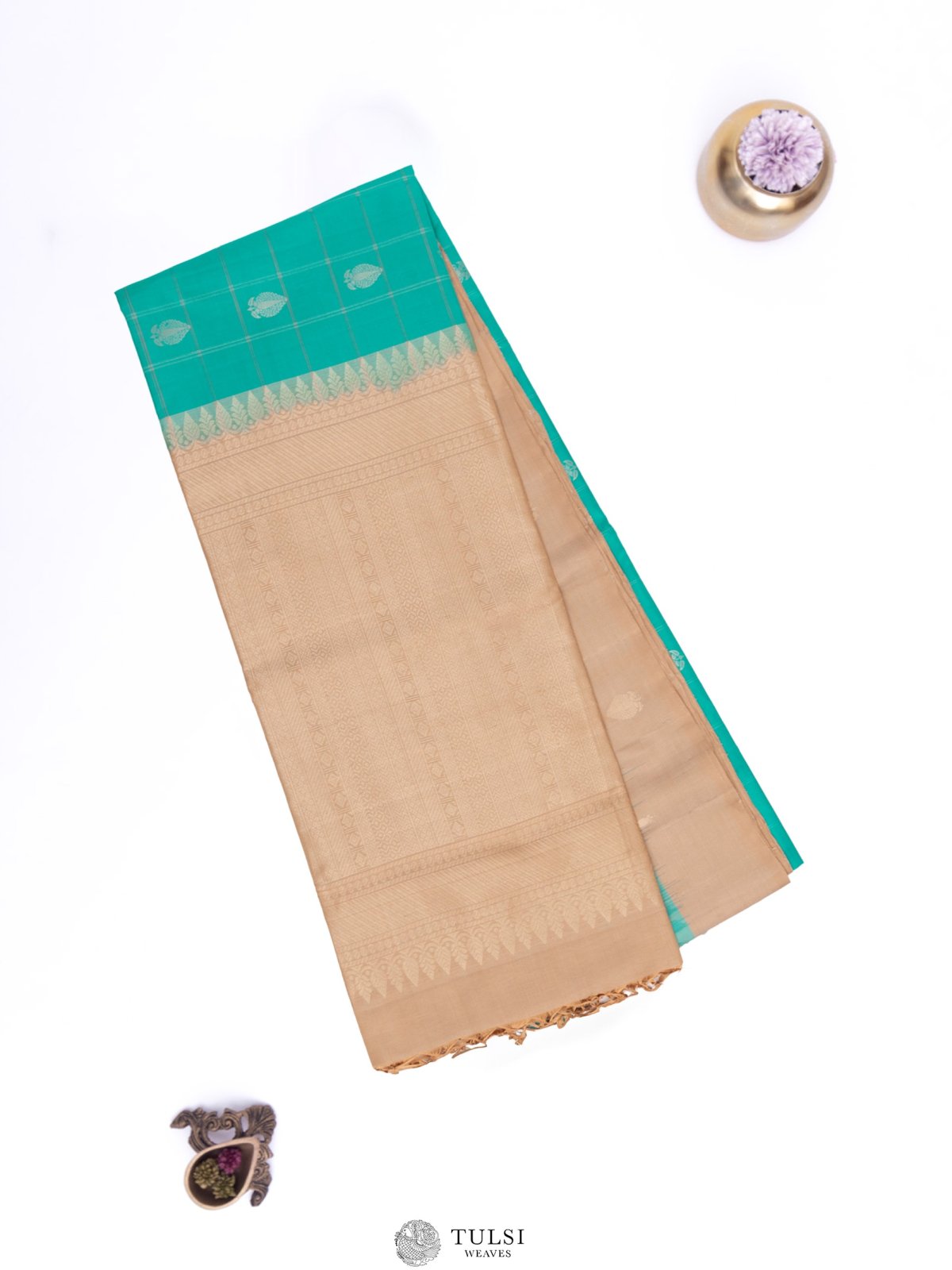 Teal Green Soft Silk Saree