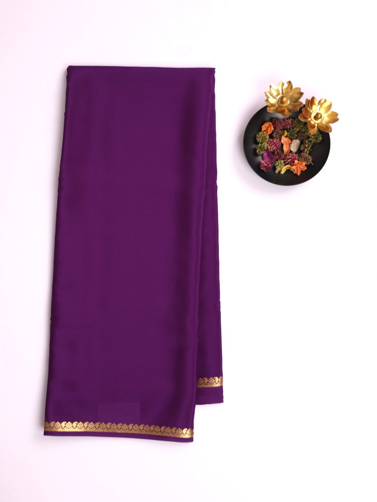 Dark Violet Mysore Silk Saree