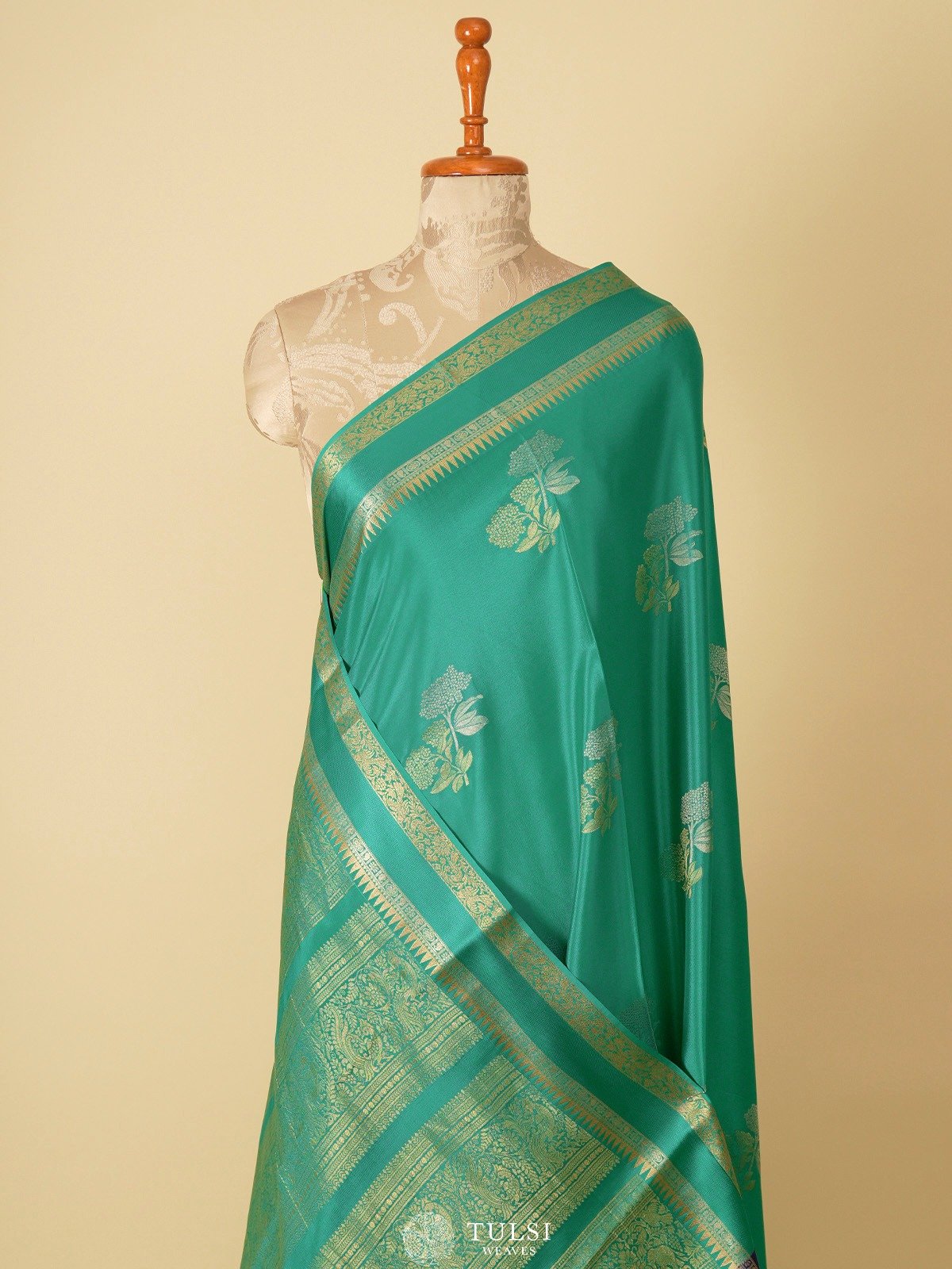 Teal Green Mysore Silk Saree