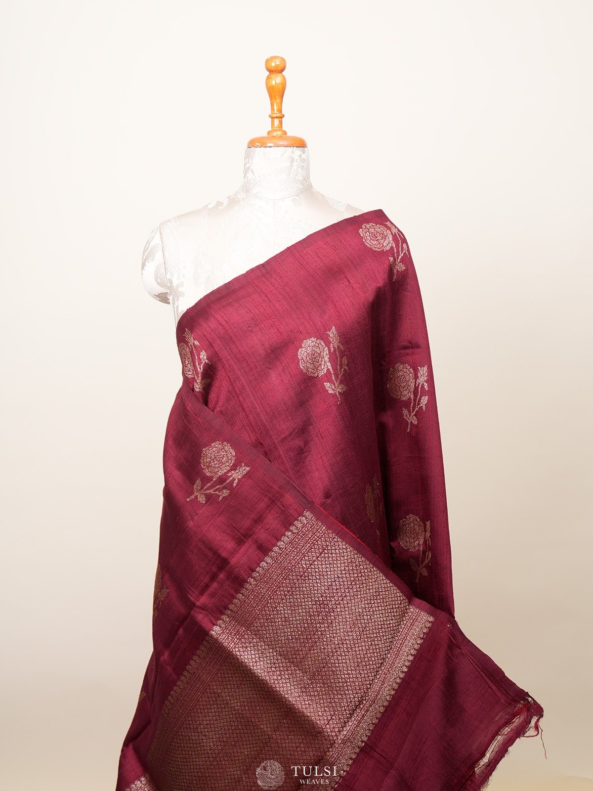 Brown Banaras Tussar Silk Saree