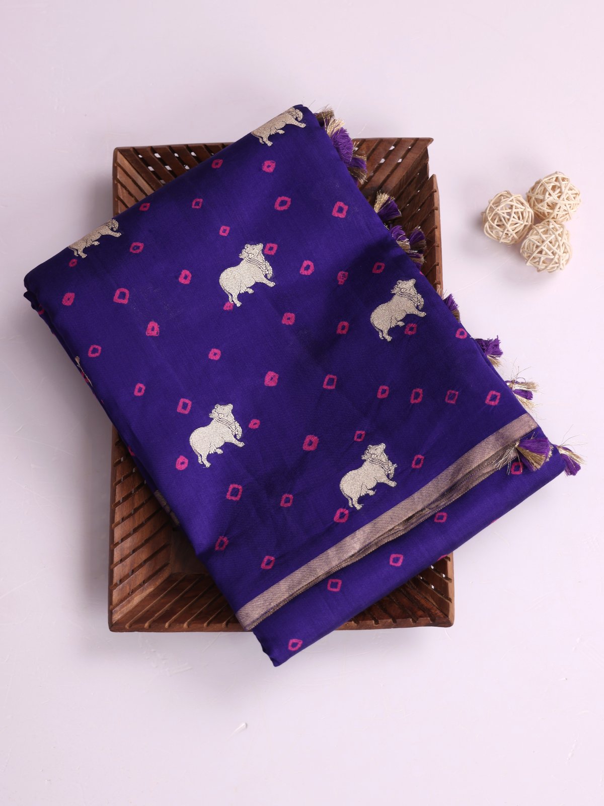 Violet Printed Chaniya Silk Saree
