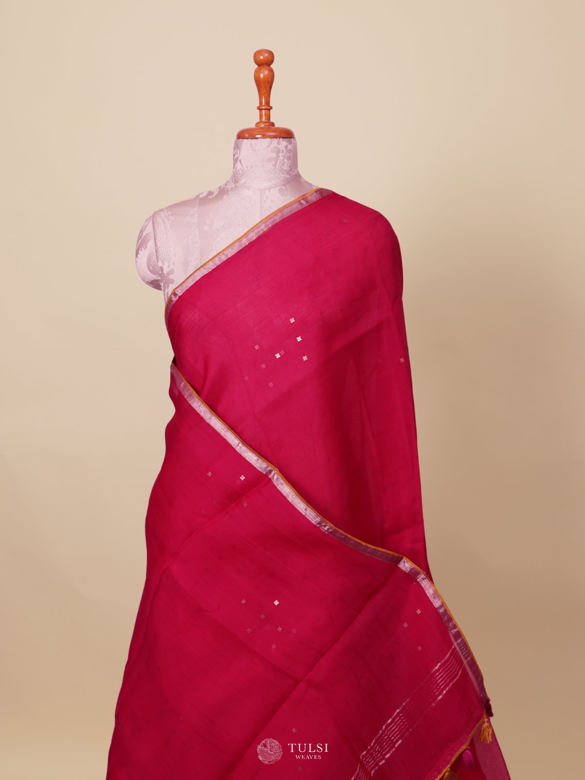 Reddish Pink Organza Saree with Kalamkari Blouse