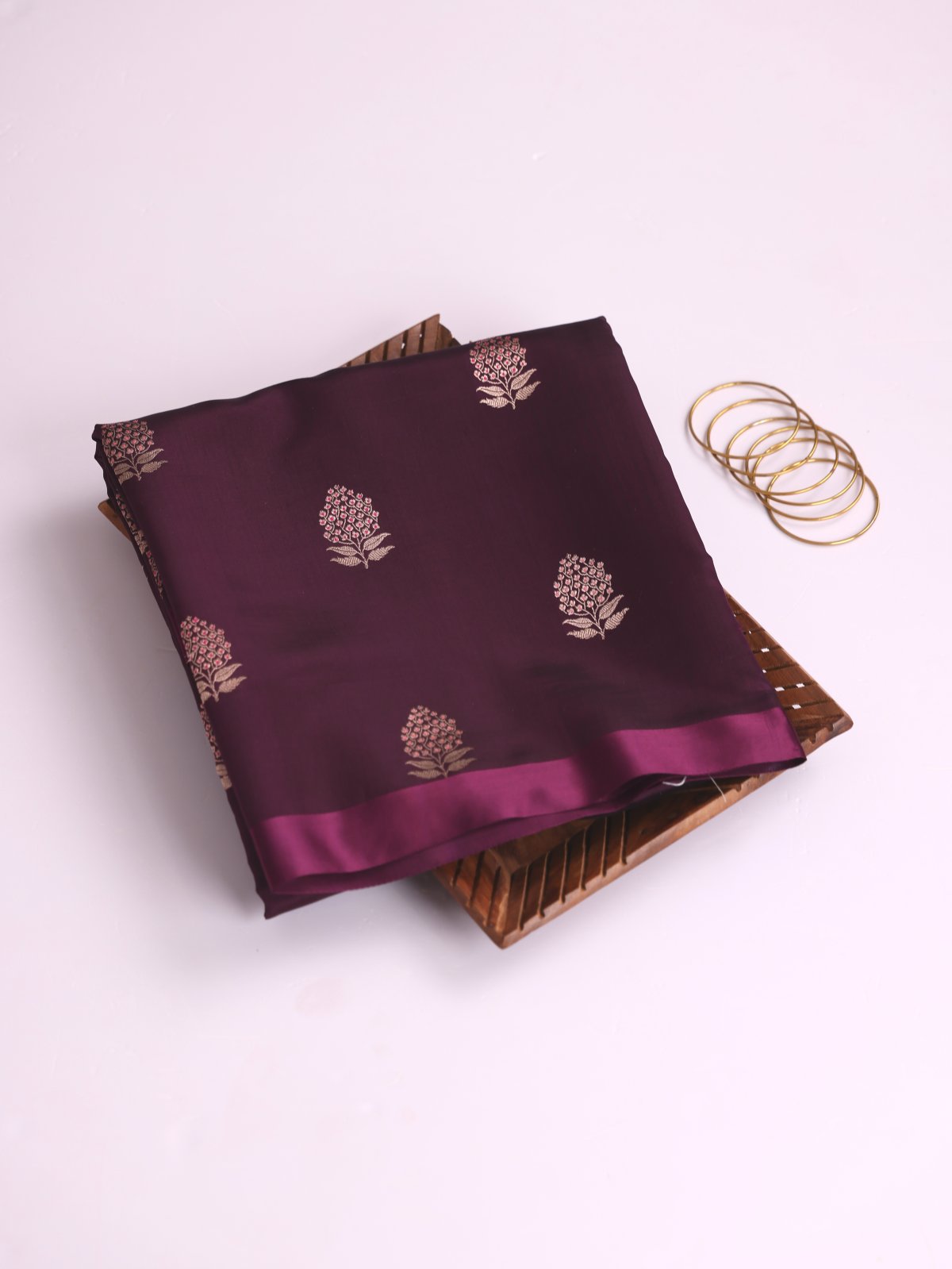Dark Purple Mashru Silk Saree With Satin Border