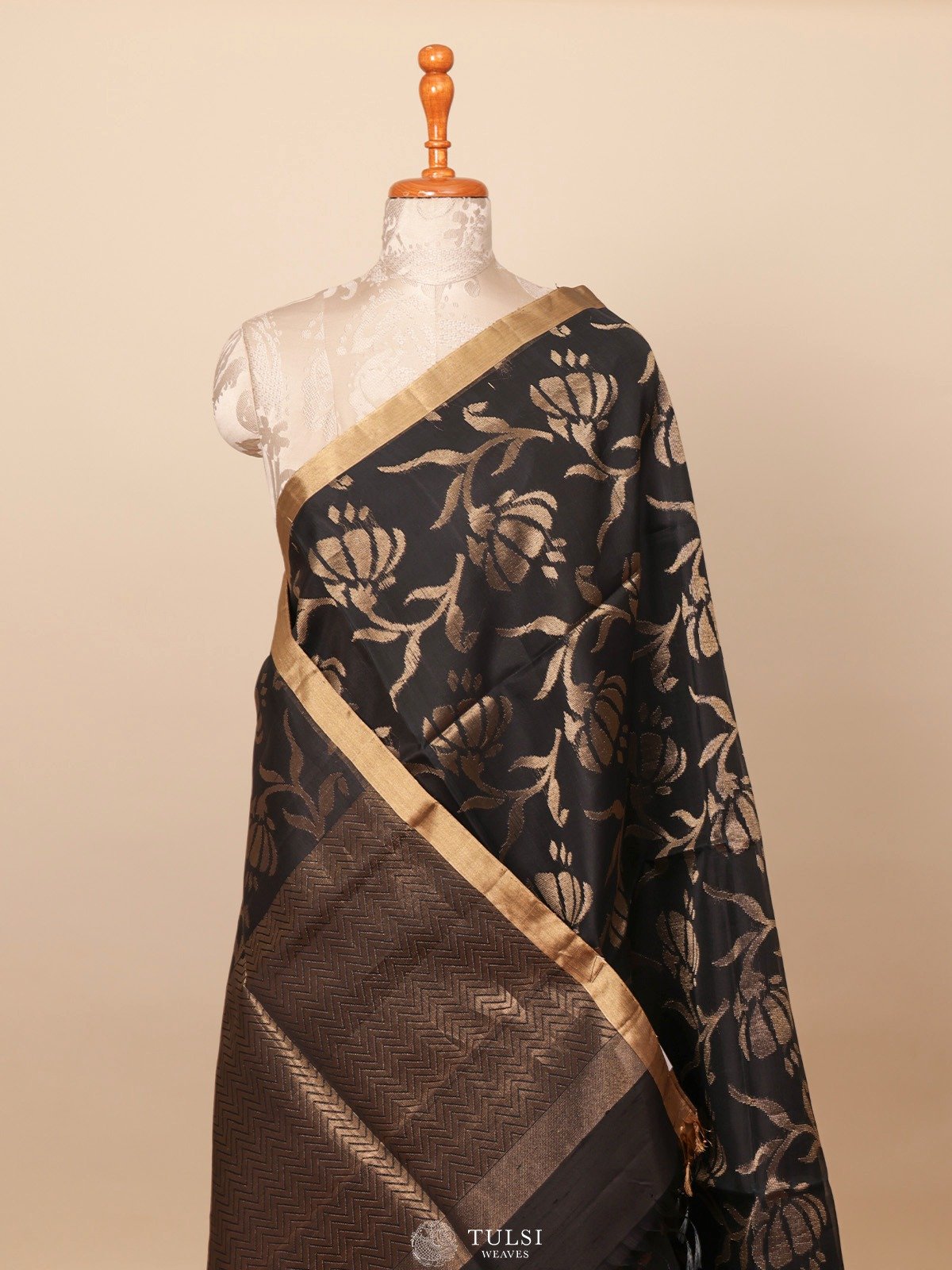 Black Kora Silk Saree 