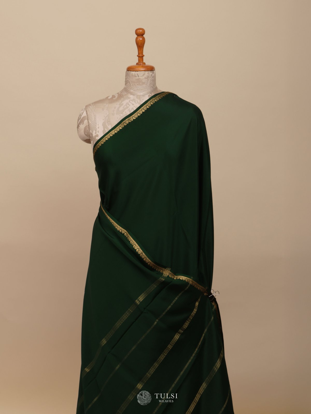 Dark Green Mysore Silk Saree